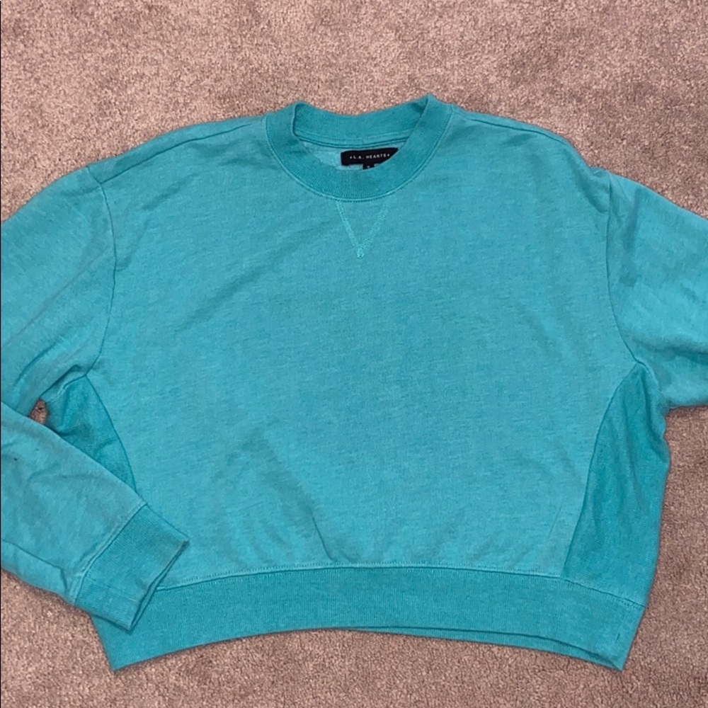 Pacsun LA Hearts Teal Crop Crew Neck